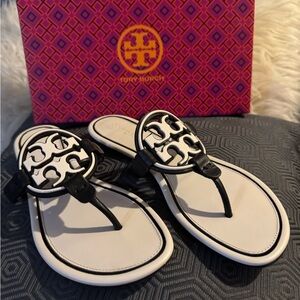 Tory Burch Women's Black and White Sandals